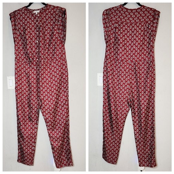 JOIE Silk Noleen Jumpsuit in Rhubarb. Women's size Small.  Pockets - Picture 5 of 16